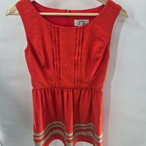 Sweet Storm Orange Beige Horizontal Striped Mini Dress Size Medium